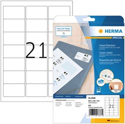 Etiket HERMA 8838 63.5x38.1mm mat wit 525stuks 25 Vel