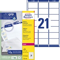 Etiket Avery L7160-100 63.5x38.1mm wit 2100 stuks-2