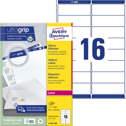 Etiket Avery L7162-100 99.1x33.9mm wit 1600 stuks-2