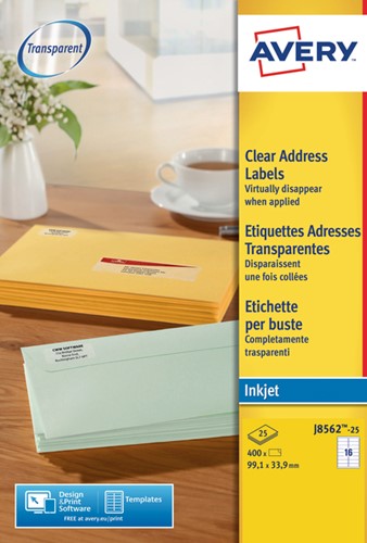Etiket Avery J8562-25 99.1x33.9mm tr 400st 25 Vel