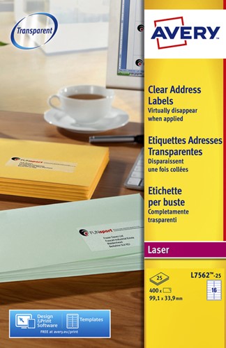 Etiket Avery L7562-25 99.1x33.9mm tr 400st 25 Vel