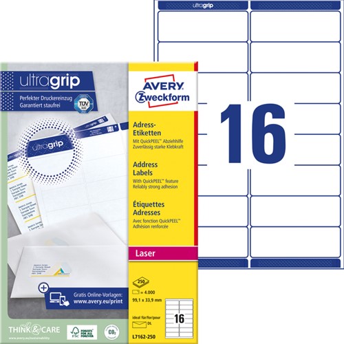 Etiket Avery L7162-250 99.1x33.9mm wit 4000 stuks-2
