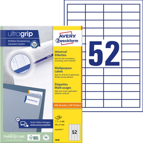 Etiket Avery 3650 48x21mm wit 5200 stuks-2