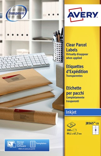 Etiket Avery J8565-25 99.1x67.7mm tr 200stuks 25 Vel