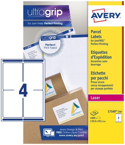 Etiket Avery L7169-250 99.1x139mm wit 1000st 250 Vel-2