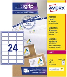 Etiket Avery L7159-40 63.5x33.9mm wit 960stuks 40 Vel