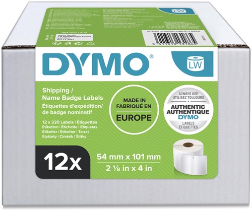 Etiket Dymo LabelWriter naamkaart 54x101 12st wit 12 Rol