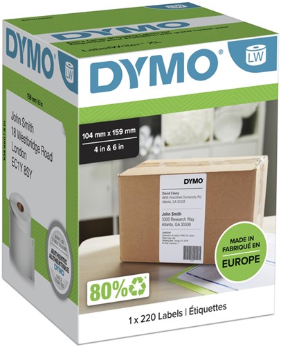 Etiket Dymo LabelWriter 5XL verzendlabel 104x159 220 Stuk-1