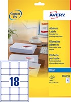 Etiket Avery J8161-10 63.5x46.6mm wit 180stuks 10 Vel