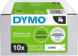 Labeltape Dymo LabelManager D1 9mm wit 10st 10 Stuk