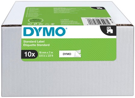Labeltape Dymo LabelManager D1 19mm wit 10st 10 Stuk