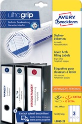 Rugetiket Avery breed/lang 59x297mm zk wit 25 Vel