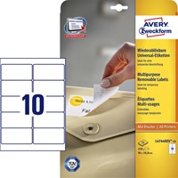Etiket Avery L4744REV-25 96x50.8mm wit 250st 25 Vel