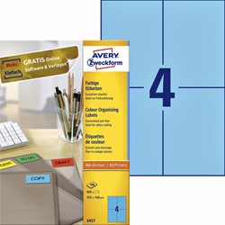 Etiket AZ 3457 105x148mm A6 blauw 400stuks 100 Vel