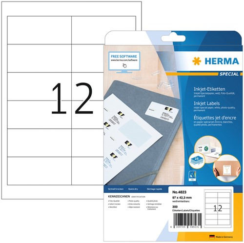 Etiket HERMA 4823 96.5x42.3mm wit 300st 25 Vel