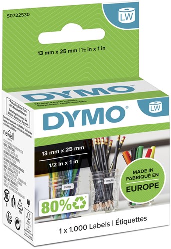 Etiket Dymo LabelWriter multifunctioneel 13x25 wit 1000 Stuk