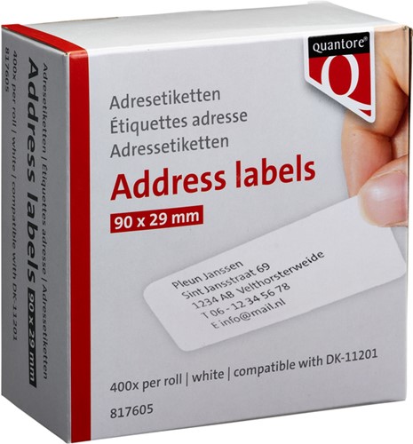 Labeletiket Quantore DK-11201 29x90mm adres wit 400 stuks-2