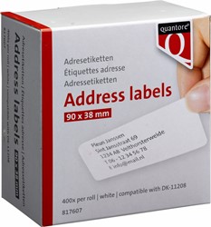 Label Etiket Quantore Dk-11208 38mmx90mm adres wt 400 Stuk