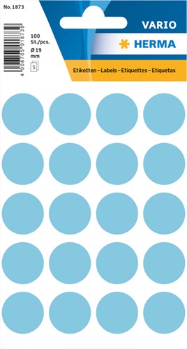 Etiket HERMA 1873 rond 19mm blauw 100 stuks
