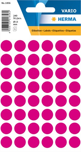Etiket HERMA 1856 rond 13mm roze 240st 5 Vel