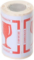 Waarschuwingsetiket IEZZY breekbaar 80mmx100m rood 250 Stuk