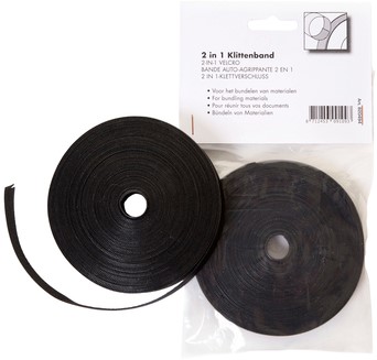 Klittenband Office kabelbinder 2-in 1 13mmx10m zwart