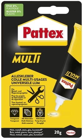 Alleslijm Pattex Multi tube 20 gram op blister 1 Stuk