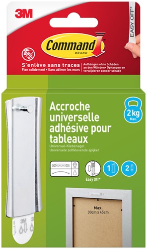 Haak Command metaal  incl bevestigingsstrip 1 Stuk