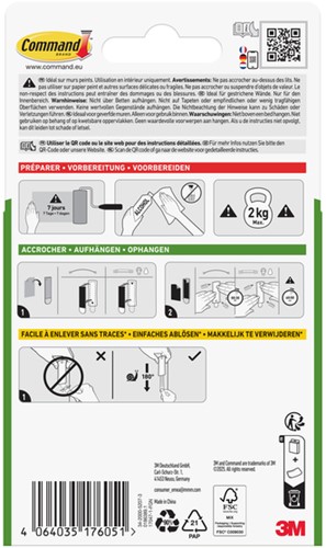 Haak Command metaal  incl bevestigingsstrip 1 Stuk-1