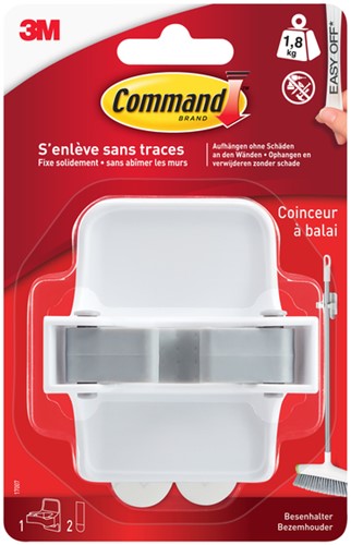 Bezemhouder Command incl bevestigingsstrip wit 1 Stuk