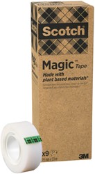 Plakband Scotch Magic 900 19mmx33m onzichtbaar mat 9 Stuk