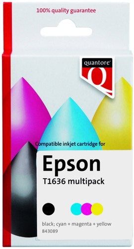 Inktcartridge Quantore Epson 16XL T1636 zwart 3 kl 4 Stuk