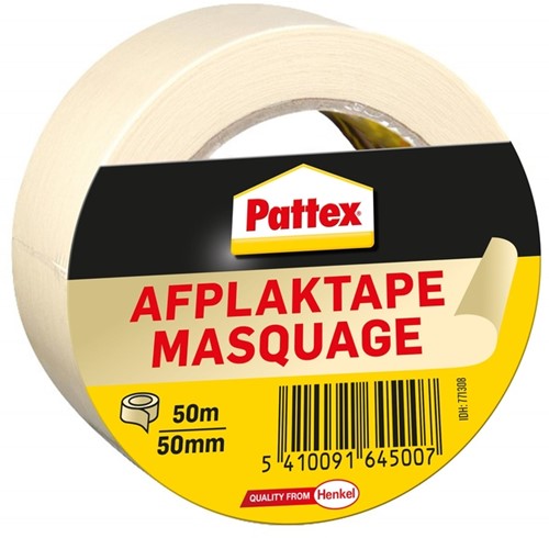 Afplaktape Pattex 50mmx50m creme 1 Rol