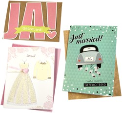 Wenskaart Paperclip navulset huwelijk 6 kaarten 6 Stuk