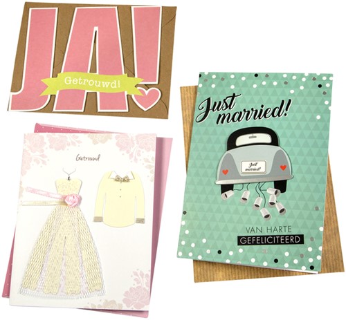 Wenskaart Paperclip huwelijk 6 stuks 6 Stuk