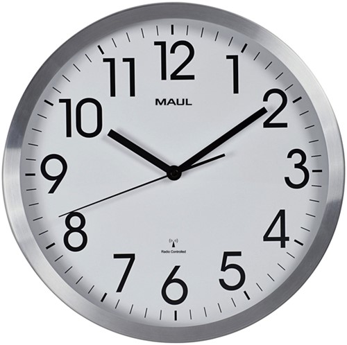 Wandklok MAUL Move RC Ø305x45mm aluminium frame wit incl. batterij