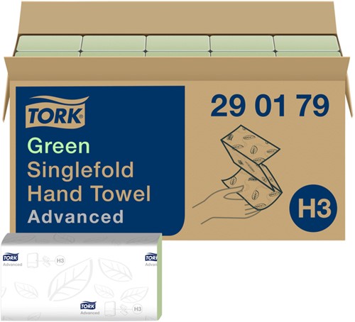 Handdoek Tork H3 Advanced 2laags 248x230mm groen 15 Stuk