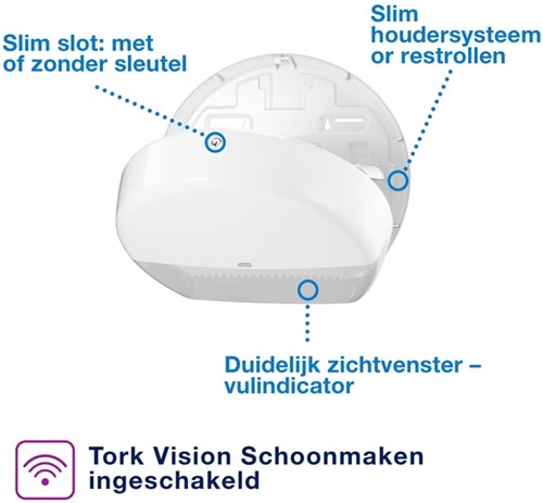 Toiletpapierdispenser Tork T1 jumbo wit 554000 1 Stuk-3