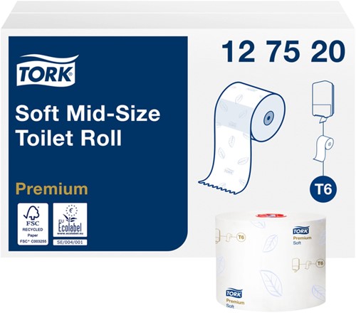 Toiletpapier Tork T6 Premium 2laags 90m wit 27 Rol