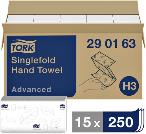 Handdoek Tork H3 Advanced 2laags 248x230mm wit 15 Stuk