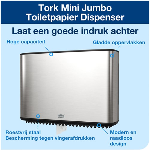 Toiletpapierdispenser Tork T2 Image Line zilver 1 Stuk-2