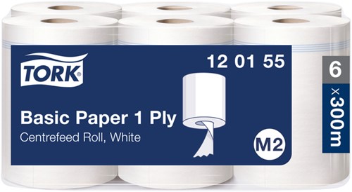 Poetspapier Tork M2 Universal 1laags 300m wit 6 Rol