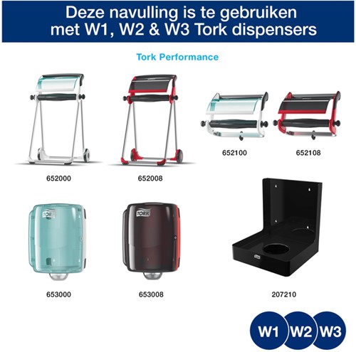 Reinigingsdoek Tork W1 W2 W3 Premium blauw 280 Vel-3