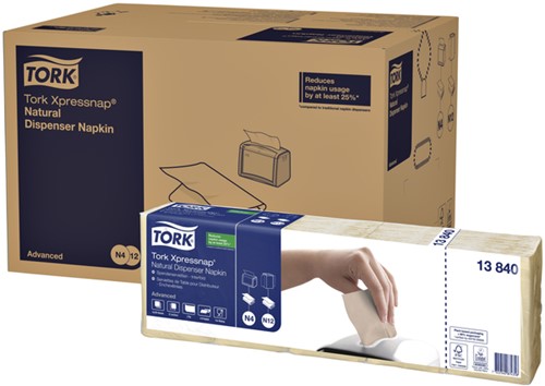 Servet Tork N4 Advanced vierdevouw 1laags naturel 1125 Stuk-2