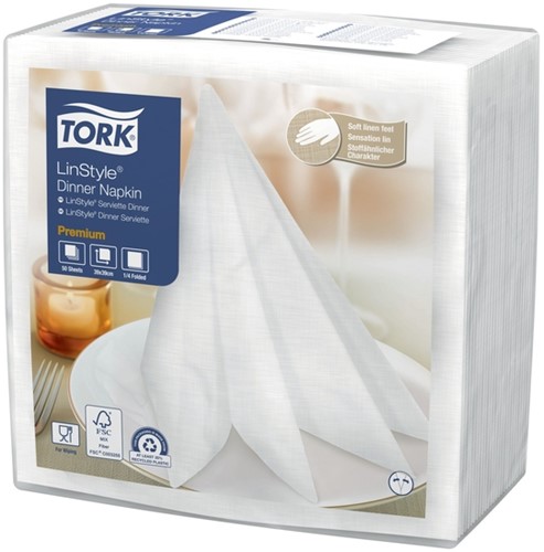 Dinerservet Tork Linstyle Premium wit 478722 50 Vel