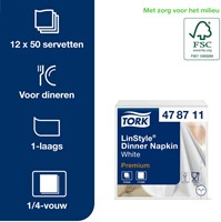 Dinerservet Tork Linstyle Premium wit 478711 50 Vel-2
