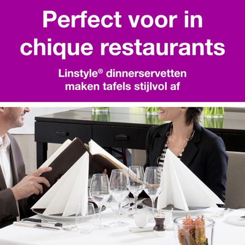 Dinerservet Tork Linstyle Premium wit 478145 50 Stuk-2