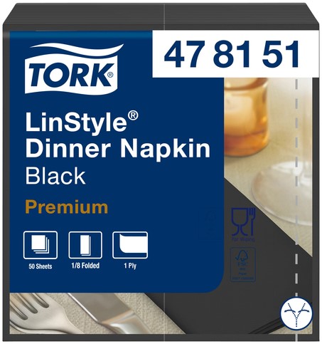 Dinerservet Tork Linstyle Premium zwart 478151 50 Vel