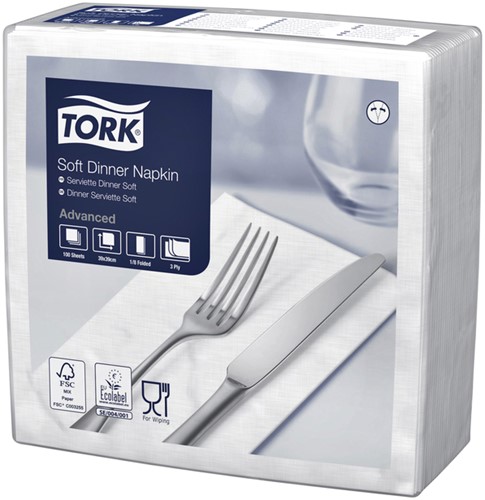 Dinerservet Tork Advanced achtstevouw 100 vel wit 100 Stuk