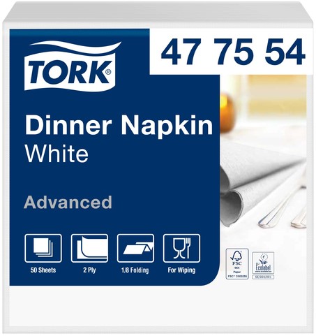 Dinerservet Tork Advanced achtstevouw 150 vel wit 150 Vel